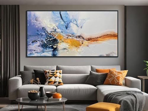 Ardemy Abstract Wall Art Canvas for Living Room Modern Framed Textured Painting Picture Bedroom Artwork Home Office Kitchen Dining Room Wall Decor, Black Wood Extra Large 58″x29″