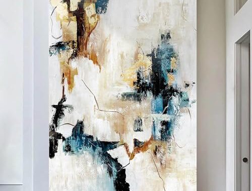 Office Wall Art Bedroom Abstract Canvas Art Wall Decor Living Room Yellow Pictures for Bedroom Beige Framed Artwork for Walls Home Decorations