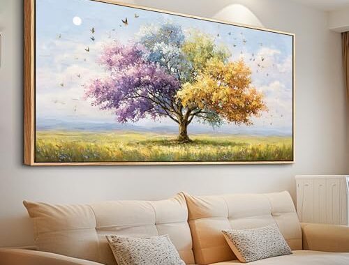 JUDASJART Canvas Wall Art For Living Room Large Wall Decor For Office Bedroom Decorations Multi Tone Tree Landscape Pictures Farmhouse Painting Artwork Room Wall Mural Aesthetic Home Decor 30×60 In